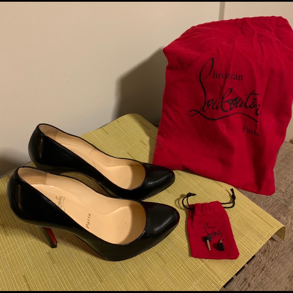 Christian Louboutin Black Patent Leather Pumps with Red Soles